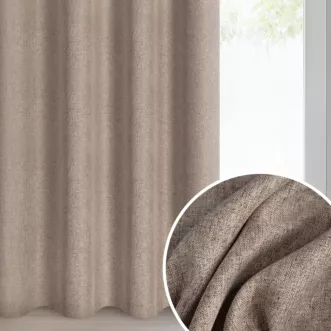 Zasłona brązowa z matowej tkaniny z efektem melanżu 140x250 cm przelotka - ADELINA