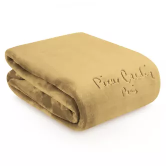 Koc 160x220 cm miodowy o wysokiej gramaturze z haftowanym logo CLARA Pierre Cardin
