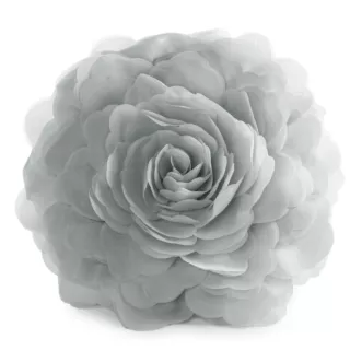 Okrągła poszewka o średnicy 40 cm srebrna z ozdobnym kwiatem 3D FLORES 6