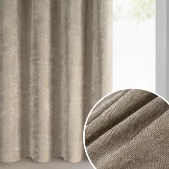 Zasłona ciemnobeżowa o szenilowej strukturze 140x250 cm przelotka - NILO