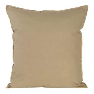 Poszewka na poduszkę 45x45 cm bawełniana z dodatkiem lnu obszyta złotą nicią beżowa LEN