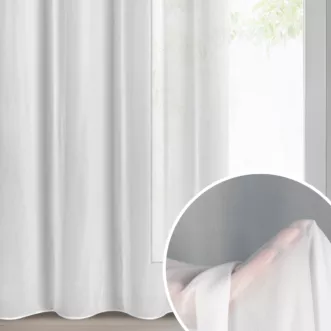 Firana biała z gładkiej matowej tkaniny szyfonowej 140x270 cm taśma DALIA