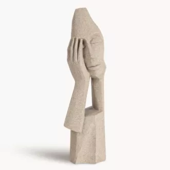 Figurka beżowa inspirowana nowoczesną rzeźbą 10x9x33 cm