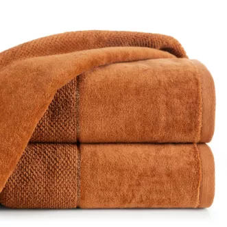 Ręcznik kąpielowy 50x90 cm bawełniany kolor ceglasty z welwetową bordiurą 550 g/m2 ARIA
