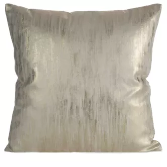 Poszewka na poduszkę 45x45 cm welwetowa kremowo, szampańska zdobiona przecieranym nadrukiem EMILA