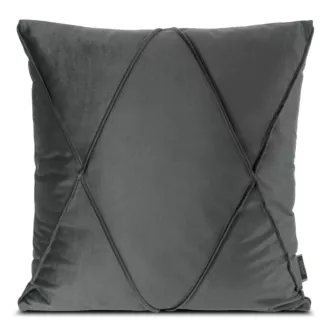 Poszewka na poduszkę 45x45 cm welwetowa stalowa z geometrycznym przeszywanym wzorem NALA 1 Eurofirany Premium