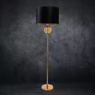 Lampa stojąca do pokoju czarno, złota LEONA z welwetowym abażurem