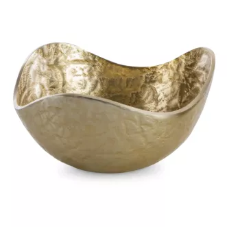 Metalowa misa PEDRO o falujących brzegach złota