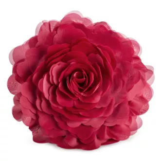 Okrągła poszewka o średnicy 40 cm bordowa z ozdobnym kwiatem 3D FLORES 6