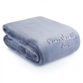 Koc 160x220 cm niebieski o wysokiej gramaturze z haftowanym logo CLARA Pierre Cardin