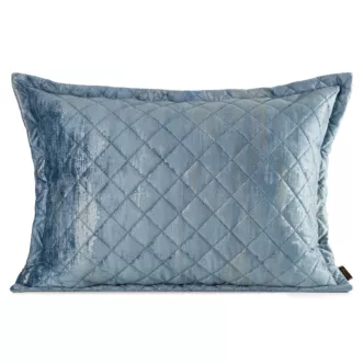 Poszewka na poduszkę 50x70 cm welwetowa niebieska, pikowana metoda hot press zdobiona błyszczącym przecieranym nadrukiem BLINK 43 Eurofirany Premium