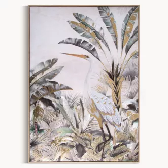 Obraz roślinny biało, beżowy drukowany na płótnie 50x70 cm