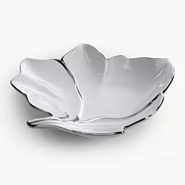 Patera ceramiczna dekoracyjna biało-srebrna w kształcie liścia 25x24x5 cm NERIS 03