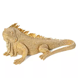 Figurka złota iguana  o drobnym strukturalnym wzorze 31x15x12 cm ELDO 2