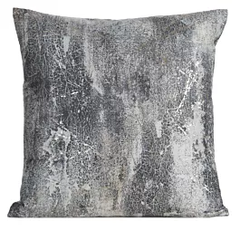 Poszewka na poduszkę 45x45 cm welwetowa srebrna zdobiona metalicznym wzorem ESTER