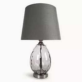 Lampa stołowa nocna grafitowa MAYA z podstawą z dymionego szkła