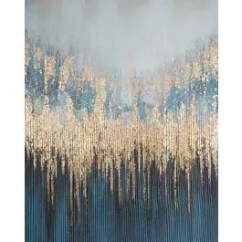 Obraz abstrakcja granatowo, złoty ręcznie malowany na pł&oacute;tnie 80x100 cm MIRAGE 1