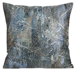 Poszewka na poduszkę 45x45 cm welwetowa turkusowa zdobiona metalicznym wzorem ESTER