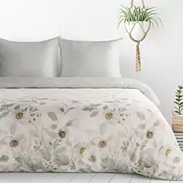 Pościel 140x200 cm komplet 2 częściowy  kolor biało, srebrny z motywem subtelnych kwiat&oacute;w ELIA Design 91
