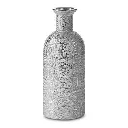 Wazon ceramiczny  srebrny z drobnym błyszczącym wzorem 16x11x40 cm RISO