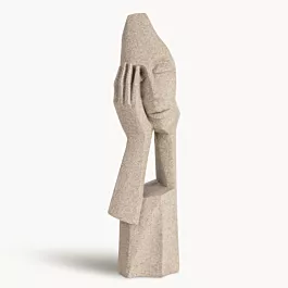 Figurka beżowa inspirowana nowoczesną rzeźbą 10x9x33 cm