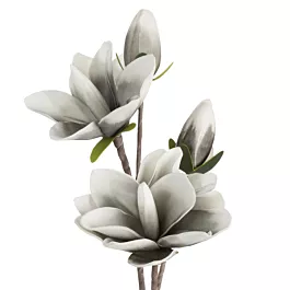 Kwiat sztuczny magnolii popielato, biały z plastycznej pianki foamiran 59 cm