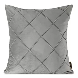 Poszewka na poduszkę 45x45 cm welwetowa srebrna z geometrycznym przeszywanym wzorem NALA Eurofirany Premium