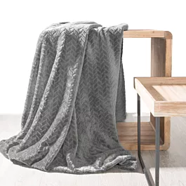 Koc 170x210 cm stalowy miękki w dotyku z wytłaczanym wzorem CINDY Design 91