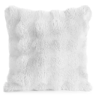 Poszewka na poduszkę 45x45 cm z futerka kolor biały zdobiona efektem 3D LILY
