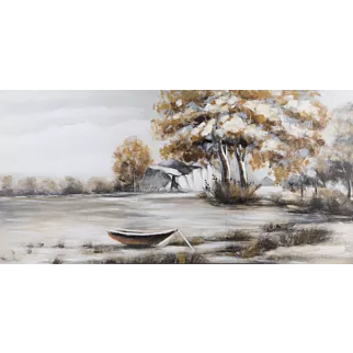 Obraz CALM 1 ręcznie malowany na płótnie pejzaż z jeziorem