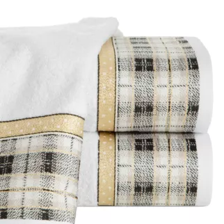 Ręcznik ANGEL 02 z żakardową bordiurą  w kratę podkreśloną złotą nitką