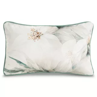 Poduszka 30 x 50 cm welwetowa kremowo, turkusowa z designerskim nadrukiem i wypustką na brzegach EVA 5 EVA MINGE