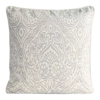 Poszewka na poduszkę 50x50 cm bawełniana z dodatkiem lnu beżowo, stalowa zdobiona wzorem ornamentu  LEN