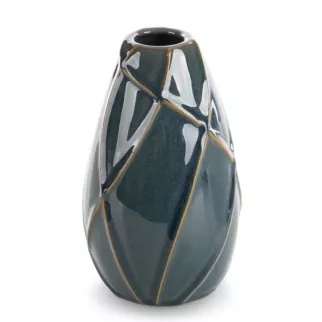 Wazon ceramiczny turkusowo-zielony z nowoczesnym wypukłym wzorem  średnica 12x20 cm TEO