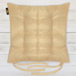 Poduszka na krzesło dwustronna 40 x 40 x 6 cm welurowa beżowa z dziewięcioma pikowaniami ADORE