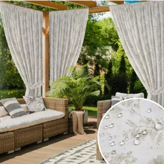 Zasłona kremowo, pudrowa z wodoodpornej tkaniny idealna do ogrodu i na taras 155x200 cm tunel - GARDEN