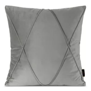 Poszewka na poduszkę 45x45 cm welwetowa srebrna z geometrycznym przeszywanym wzorem NALA 1 Eurofirany Premium
