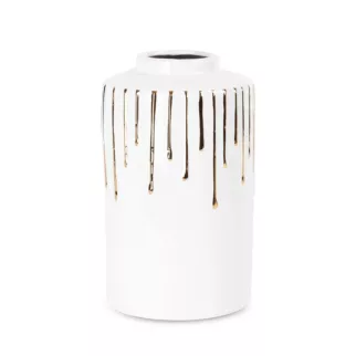 Wazon ceramiczny LUIS z motywem cieknącej złotej farby