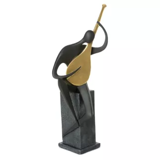Figurka ceramiczna czarno-złota  w kształcie postaci trzymającej gitara 13x11x32 cm RICO