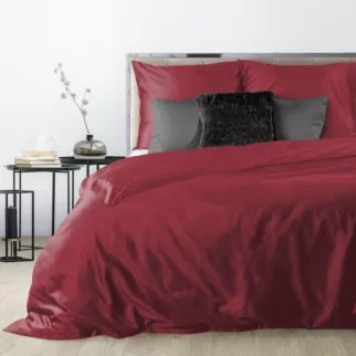 Pościel 180x200 cm bawełniana gładka kolor bordowy NOVA 3