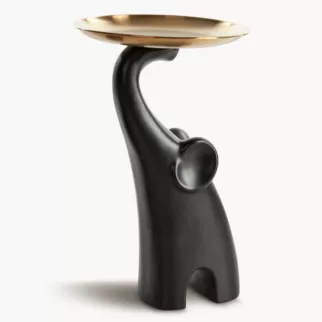 Figurka dekoracyjna słoń z złotą paterką