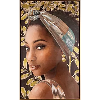 Obraz BELLE 7 portret kobiety ręcznie malowany na płótnie w złotej ramce