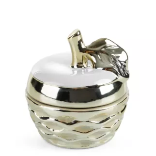 Pojemnik dekoracyjny DOLY w kształcie jabłka zdobiony wytłaczanym wzorem