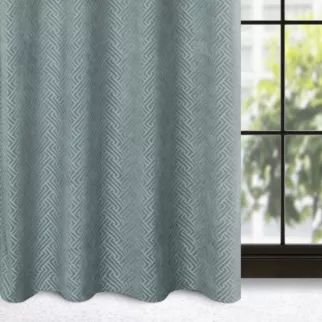 Zasłona stalowa z żakardowym geometrycznym wzorem z matowego welwetu 140x250 cm przelotka - ISLA