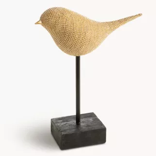 Figurka złota w kształcie ptaszka o drobnym strukturalnym wzorze 21x8x26 cm ELDO 2