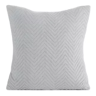 Poszewka na poduszkę 45x45 cm o strukturze lnu pikowana metodą hot press w wzór jodełki srebrna LEN Eurofirany Premium