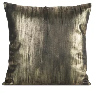 Poszewka na poduszkę 45x45 cm welwetowa czarno, złota zdobiona przecieranym nadrukiem EMILA