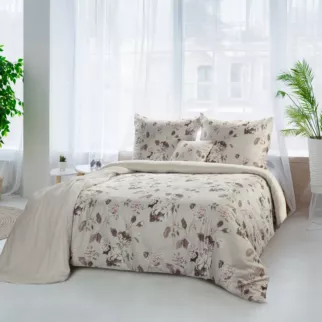 Pościel 160x200 cm bawełniana kolor beżowy, jasnobrązowy z wzorem kwiatowym styl romantyczny SPRING 45