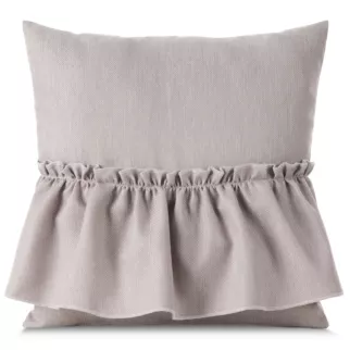 Poszewka na poduszkę 40x40 cm pudrowo różowa z falbaną z tkaniny o płóciennym splocie LENA