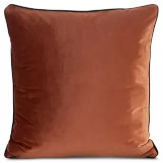 Poszewka na poduszkę 60x60 cm welwetowa, ceglasta o delikatnym połysku z ozdobną lamówką GAJA 2